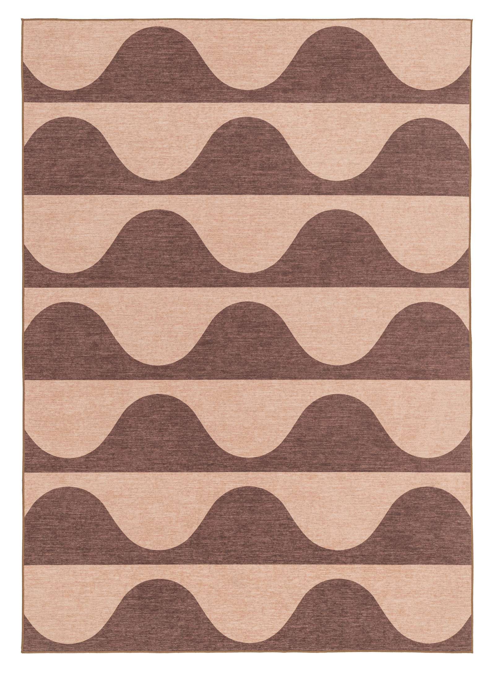 Sobe Pink and Burgundy Wave Stripe Indoor Outdoor Washable Rug