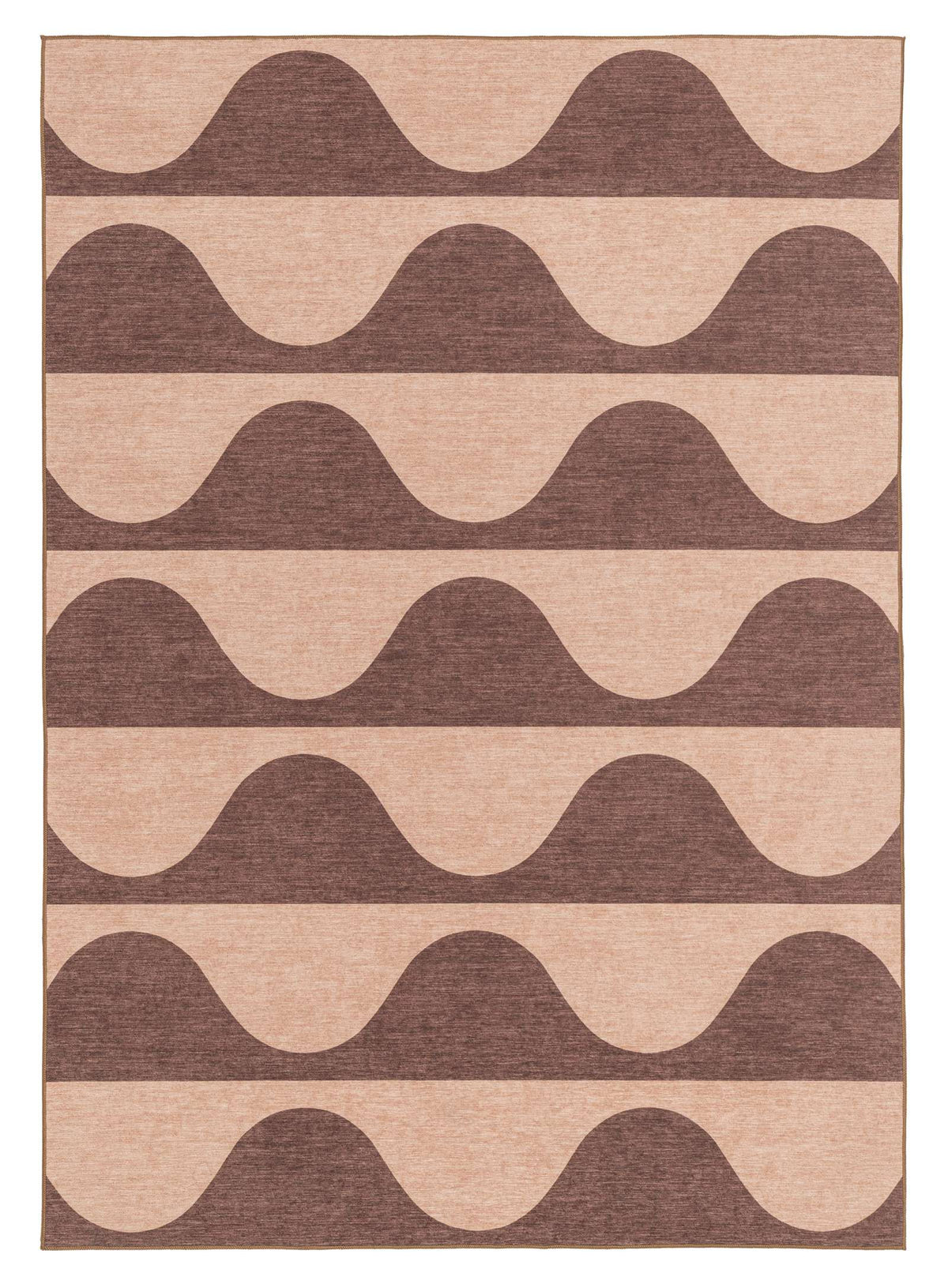 Sobe Pink and Burgundy Wave Stripe Indoor Outdoor Washable Rug