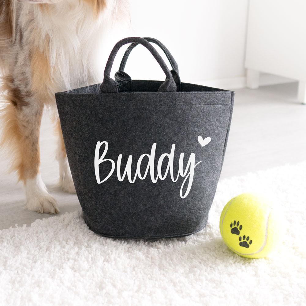 Spielzeug Korb Aufbewahrung personalisiert | Design: "Name + Symbol" | Hunde