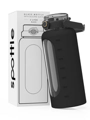 Glass water bottle with silicone sleeve 2 L (64oz)