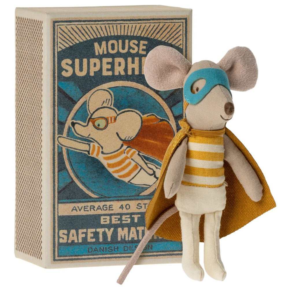 Maileg Superhero Mouse, Little Brother in Matchbox