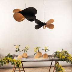 Suspension luminaire BOCCA n°3 en chêne massif - Design organique contemporain