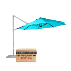 11 ft Cantilever Umbrella Replacement Canopy Supported Bar 8 Ribs Aruba Turquoise