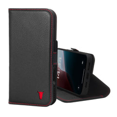 Black Leather with Red Detail Leather Case for iPhone 16 Pro Max [tag-colour-black-with-red-detail]