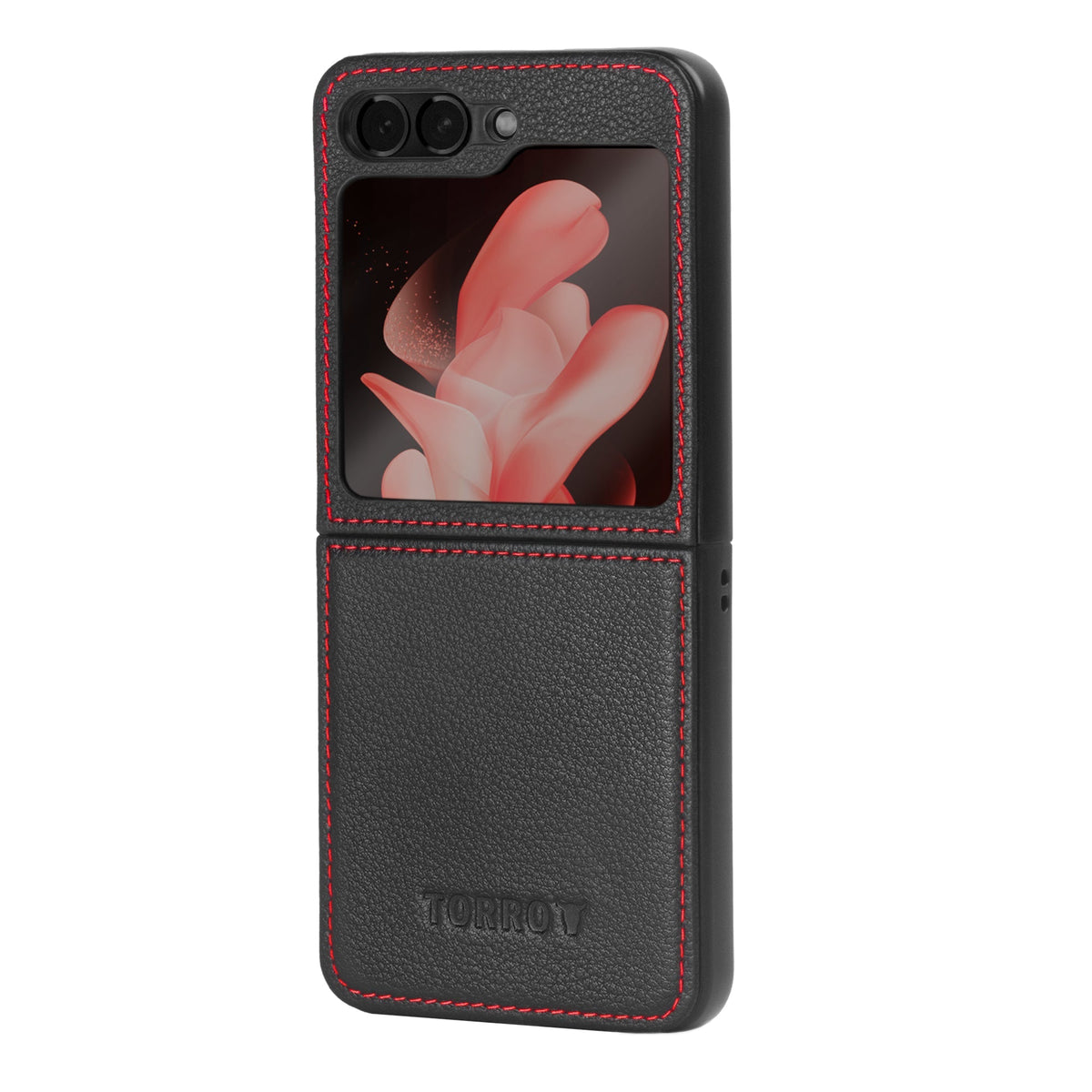 Black with Red Detail Leather Case for Samsung Galaxy Z Flip6 [tag-colour-black-with-red-detail]