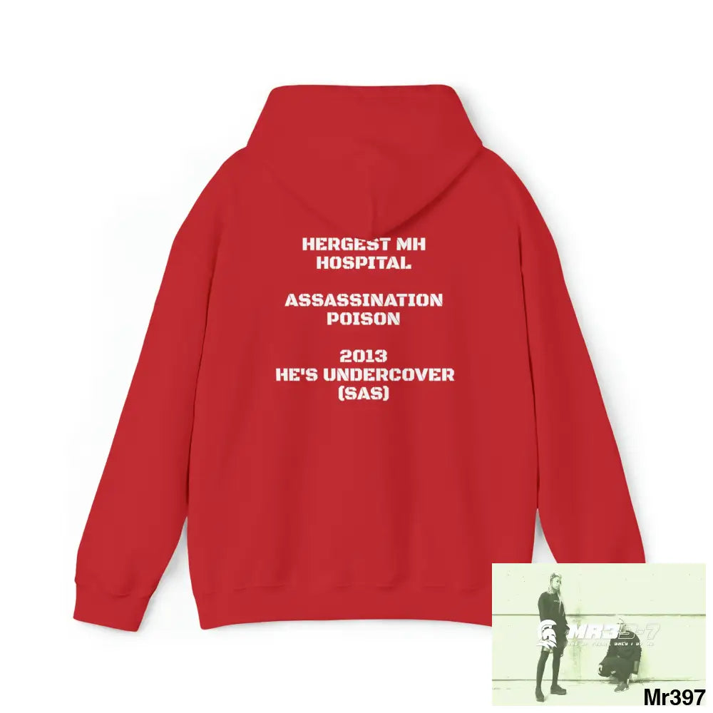 Unisex A-Sparta Hergest Assassination (Poison) He’s Undercover SAS Heavy Blend™ Hooded Sweatshirt Hoodie