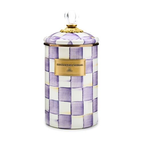 Mackenzie Childs Violet Check Large Canister