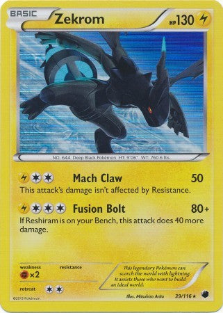 Zekrom 39/116 - Pokemon Plasma Freeze Holo Rare Card