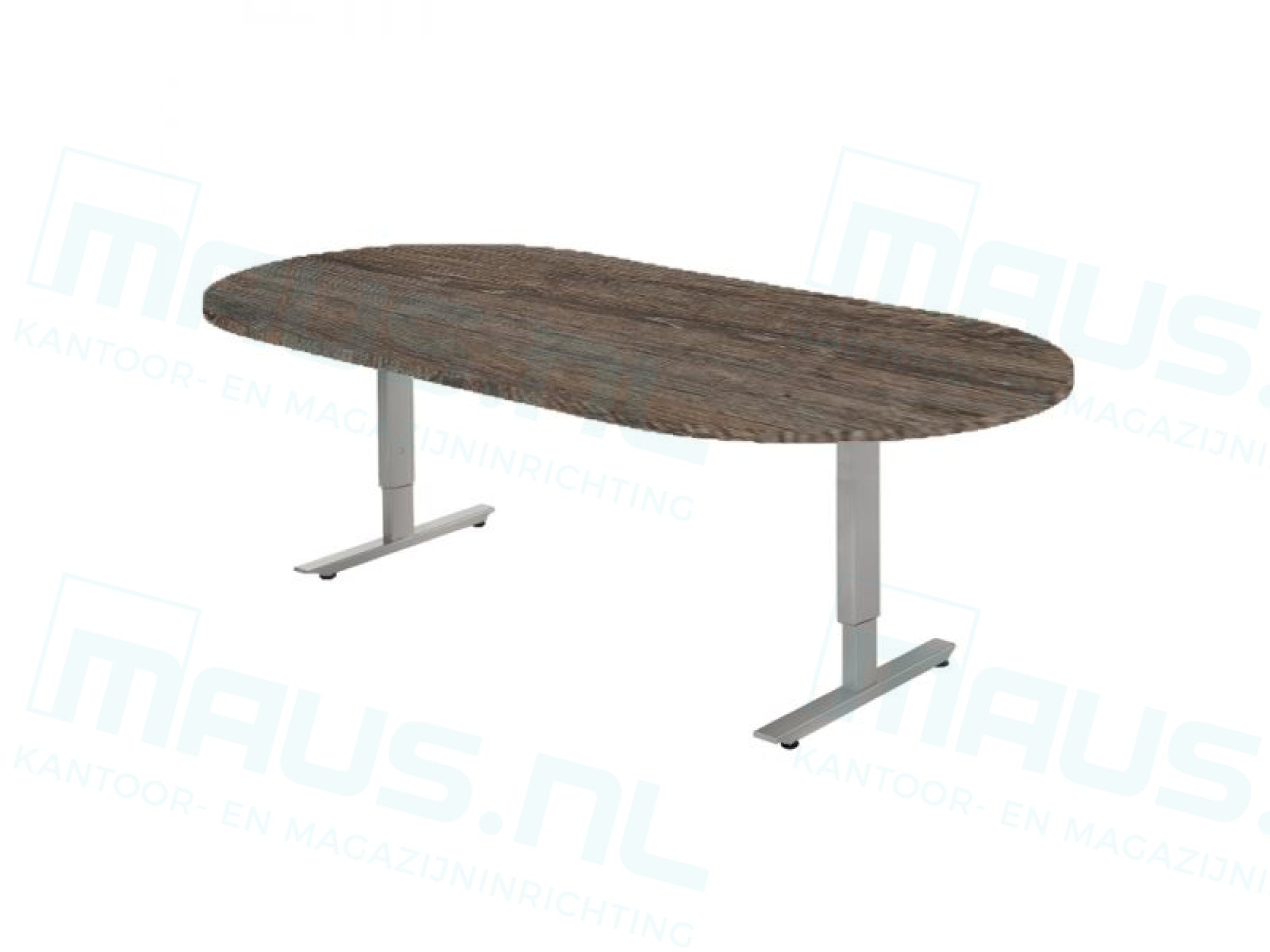 Vergadertafel Ovaal Cas 240X120Cm Aluminium Ral 9006 / Logan Eiken Kantoortafel