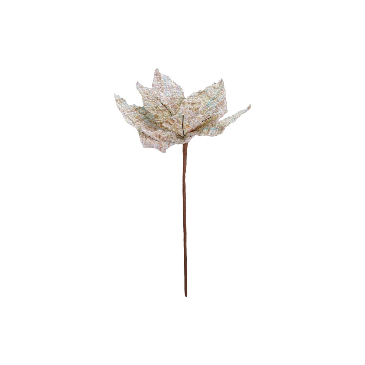 Fabric Tweed Poinsettia Pick with Plaid Pattern