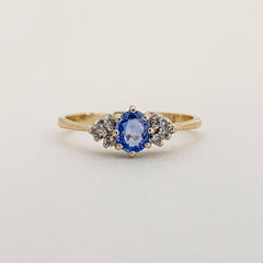 Vintage Ceylon Sapphire & Diamond Eye Ring