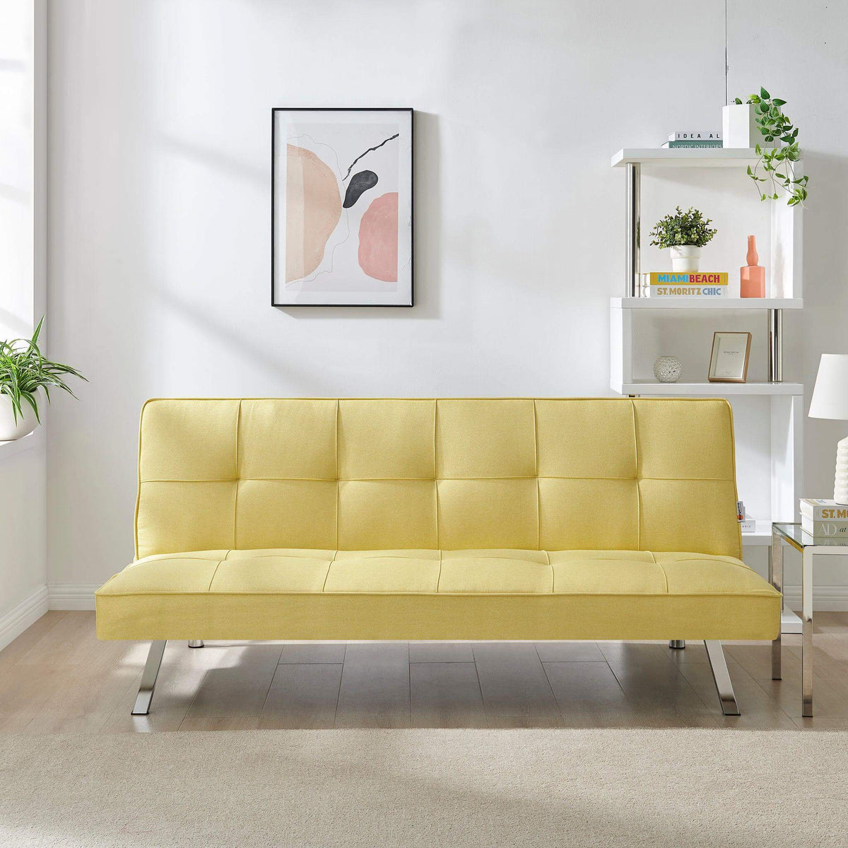 Yellow Click Clack 3 Seater Sofa Bed - Britney - Bargainia.com -