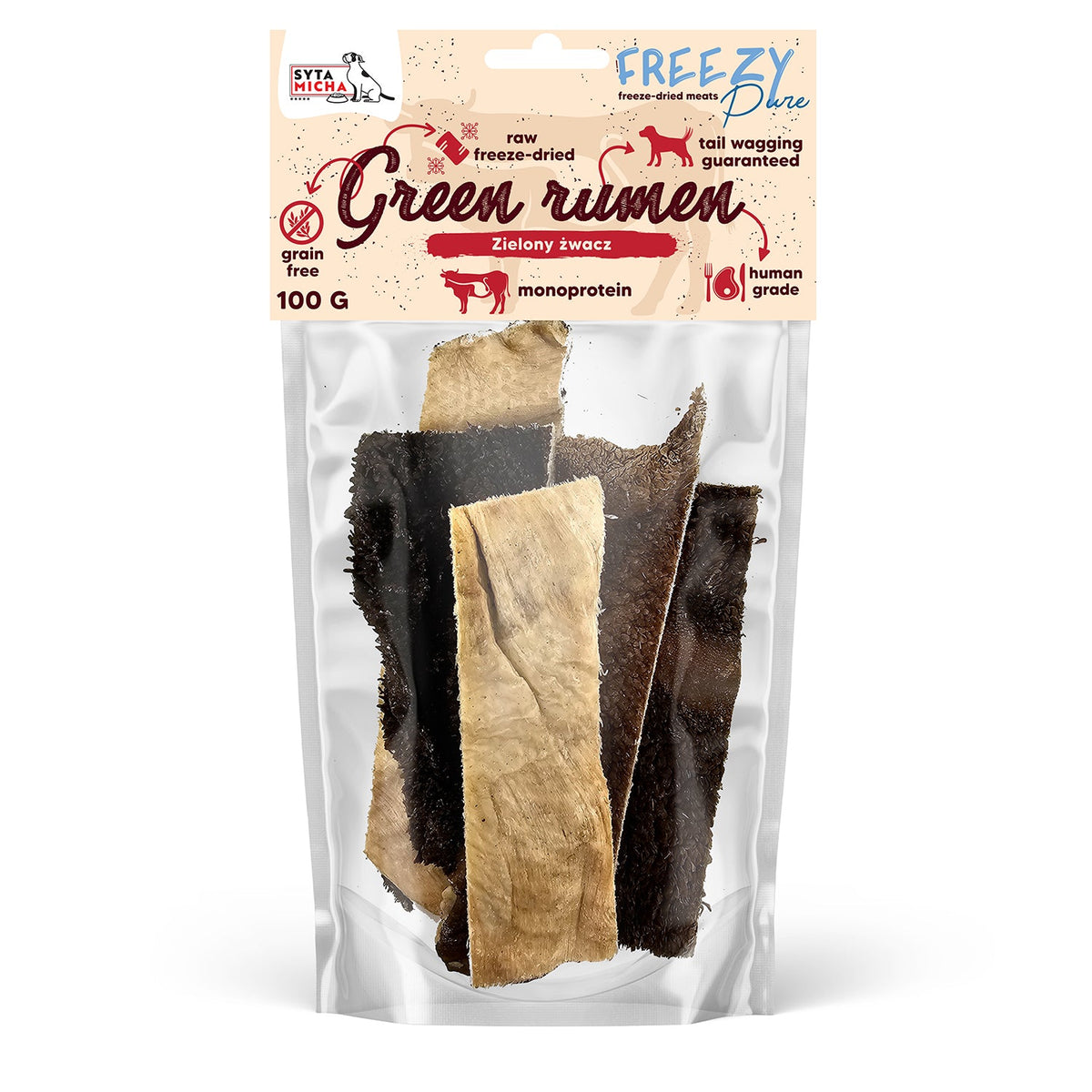100% liofilizowany zielony żwacz wołowy dla psa 80g FREEZY Pure